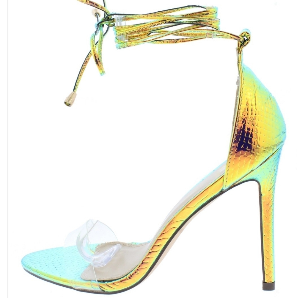 Hologram Snake Wrap Heels